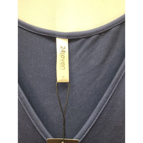 24seven Dress Size Small Midi Blue Pockets Vneck Causal Sleeveless - Picture 3 of 8